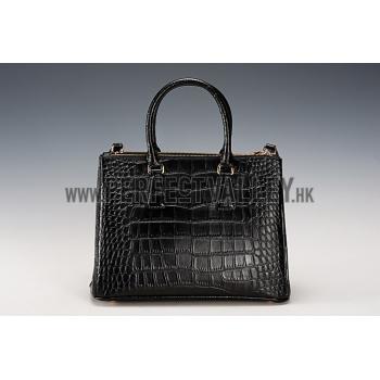 Prada Saffiano Crocodile Leather Black Bag