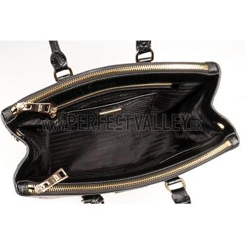 Prada Saffiano Crocodile Leather Black Bag