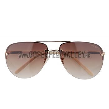 Prada Aviator Gold Frame Beige Temples Sunglasses 308227