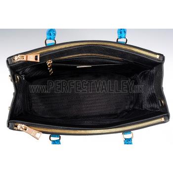 Prada Double Tote Black With Blue Python Handles 18926806