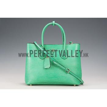 Cheap Prada Double Tote Crocodile Leather Bag Green