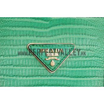 Cheap Prada Double Tote Crocodile Leather Bag Green