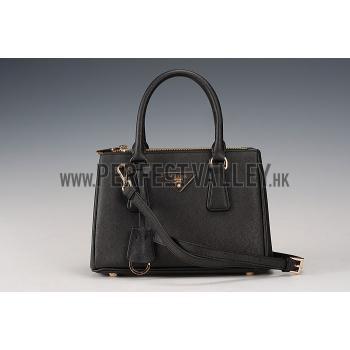 Prada Saffiano Mini Double Zip Tote Black