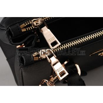 Prada Saffiano Mini Double Zip Tote Black