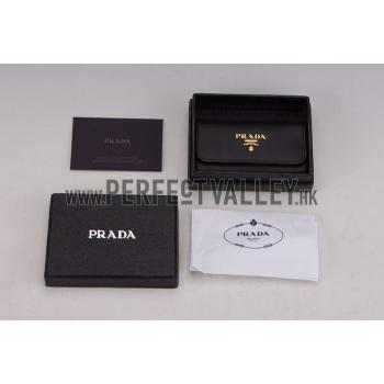 Prada Continental Leather Key Holder Black