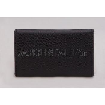 Prada Continental Leather Key Holder Black