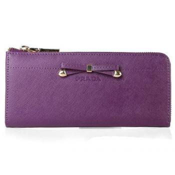 Prada  1M1142 Wallet Cow Leather Purple