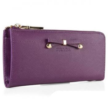 Prada  1M1142 Wallet Cow Leather Purple