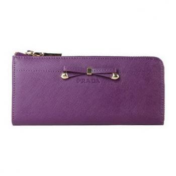 Prada  1M1142 Wallet Cow Leather Purple