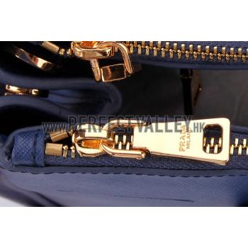 Prada Medium Saffiano Lux  Handle Dark Blue Replica