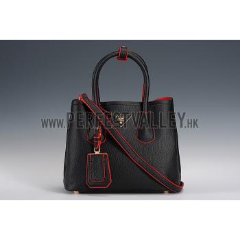 Replica Prada Double Tote Black And Red Interior  18926820