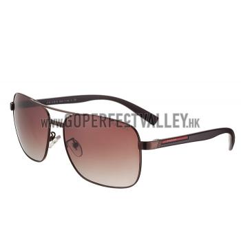 Prada Square Linea Rossa Logo Brown Frame Sunglasses 308219