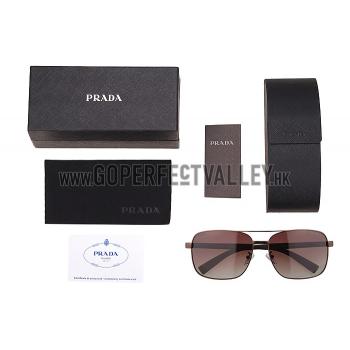 Prada Square Linea Rossa Logo Brown Frame Sunglasses 308219