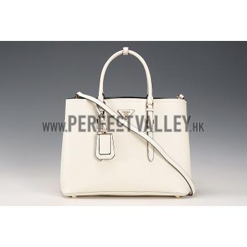 Prada Saffiano Double Tote White