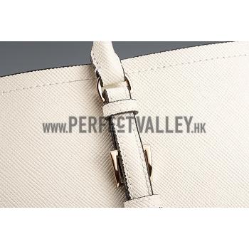 Prada Saffiano Double Tote White