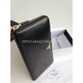 Cheap Prada Purse Wallet Calfskin Black