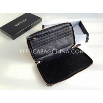 Cheap Prada Purse Wallet Calfskin Black