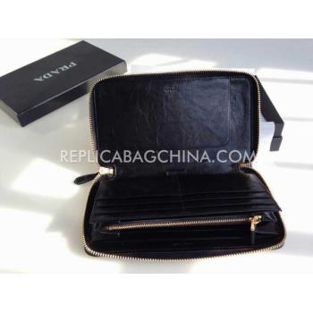 Cheap Prada Purse Wallet Calfskin Black