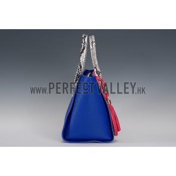 Prada Front Pocket Blue - Fuchsia & Python Handles Tote 18926813