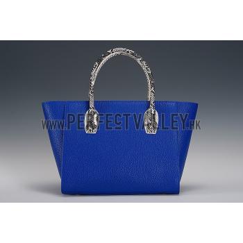 Prada Front Pocket Blue - Fuchsia & Python Handles Tote 18926813