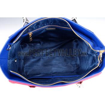 Prada Front Pocket Blue - Fuchsia & Python Handles Tote 18926813