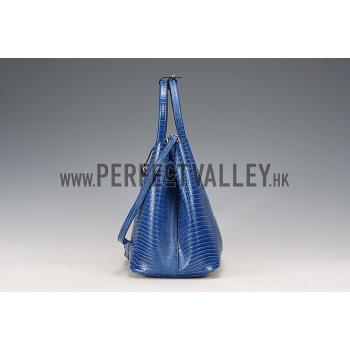 Prada Double Tote Crocodile Leather Bag Blue