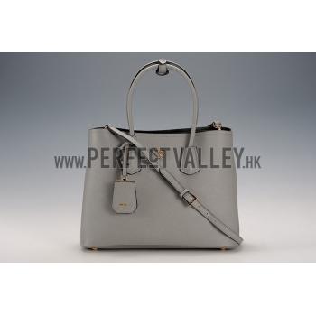 Prada Saffiano Double Tote Grey