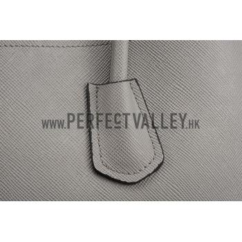 Prada Saffiano Double Tote Grey