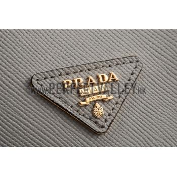 Prada Saffiano Double Tote Grey