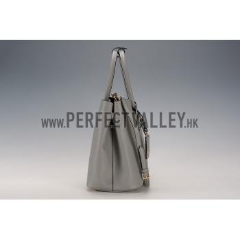 Prada Saffiano Double Tote Grey