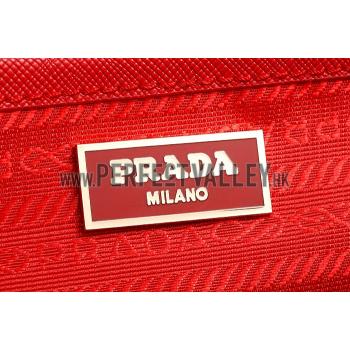 Prada Double Tote Red With Blue Python Handles 18926808