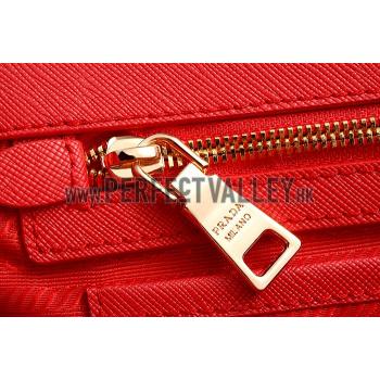 Prada Double Tote Red With Blue Python Handles 18926808