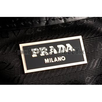 Prada Promenade Black And Blue Small Crocodile Bag