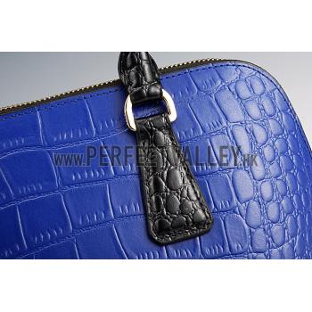 Prada Promenade Black And Blue Small Crocodile Bag