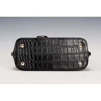 Prada Promenade Black And Blue Small Crocodile Bag