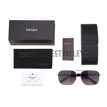 Prada Square Linea Rossa Logo Gold Frame Sunglasses 308220