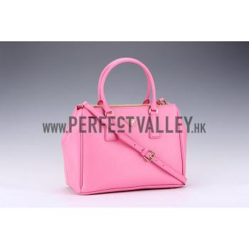 Prada Saffiano Medium Double Zip Tote Pink