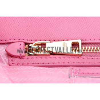 Prada Saffiano Medium Double Zip Tote Pink