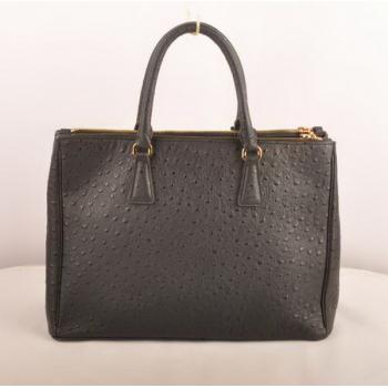 Prada  16625M Ladies Ostrich Skin Black Handbag