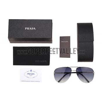 Prada Aviator Silver Frame Black Temples Sunglasses 308230