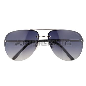 Prada Aviator Silver Frame Black Temples Sunglasses 308230