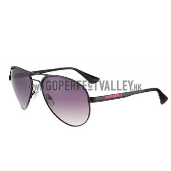 Prada Aviator Linea Rossa Logo Black Frame Sunglasses 308222