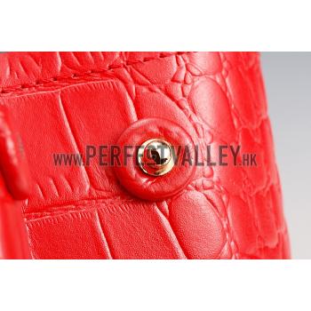 Prada Saffiano Crocodile Leather Black And Red Bag