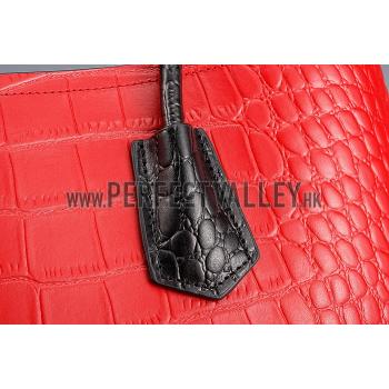 Prada Saffiano Crocodile Leather Black And Red Bag