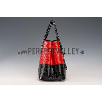 Prada Saffiano Crocodile Leather Black And Red Bag