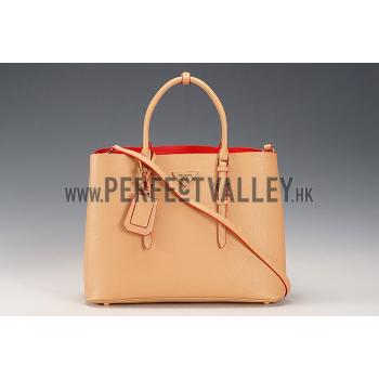 Prada Saffiano Double Tote Light Brown