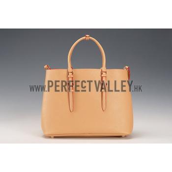 Prada Saffiano Double Tote Light Brown