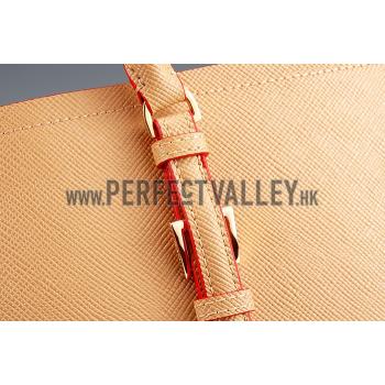 Prada Saffiano Double Tote Light Brown