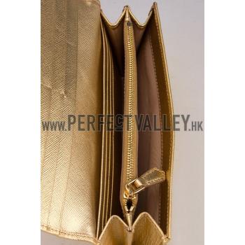 Prada Continental Wallet Gold