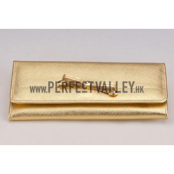 Prada Continental Wallet Gold